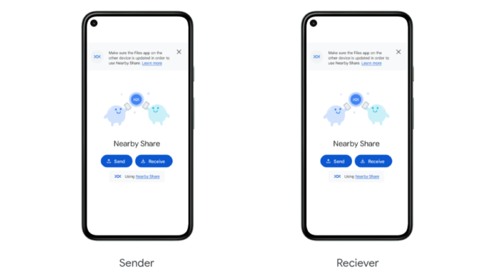 nearby-share-for transferring files, images b etween phones