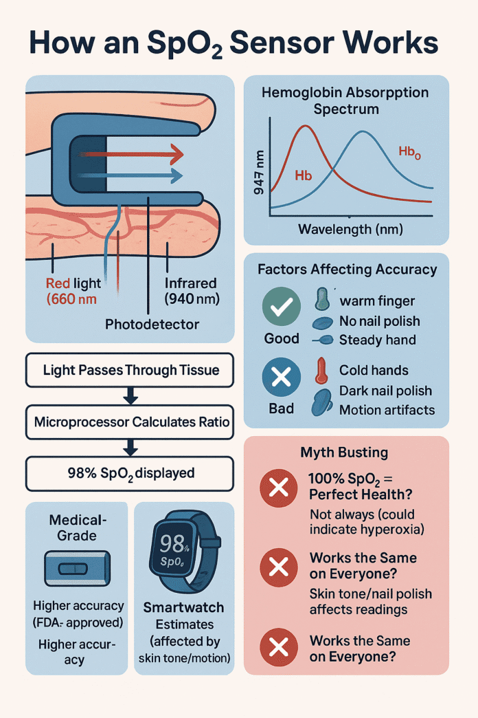 Spo2 Sensor working SpO₂ sensor diagram